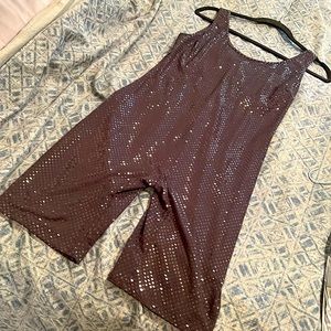 Large Black sparkling Short pants One Piece